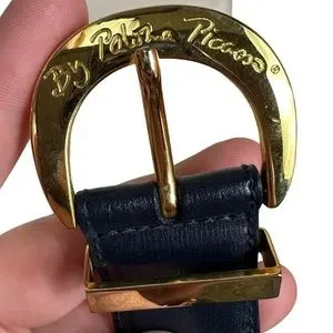 Paloma Picasso Navy Blue Genuine Leather Gold Hardware Detailed Luxury Belt L s-l400.jpg main image 3